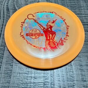 Drew G TS Orange Glow Scepter Disc Golf Driver with Red Stamp